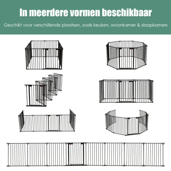 8 delige inklapbare omheining dierenbox beschermende binnenomheining zwart 7