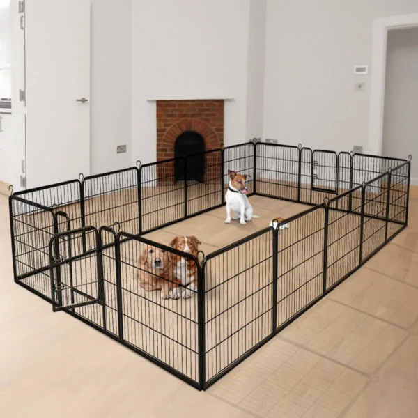 8 delige puppy box puppy hek opvouwbare dierenbox metaal zwart 400 x 240 x 100 cm 3