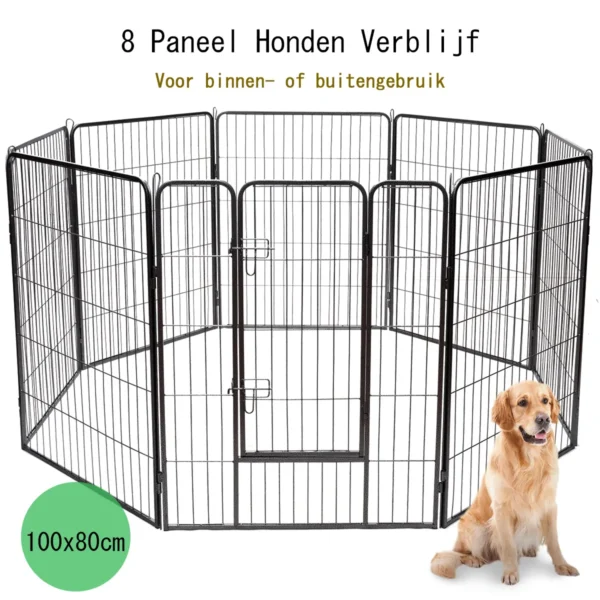 8 delige puppy box puppy hek opvouwbare dierenbox metaal zwart 400 x 240 x 100 cm 5