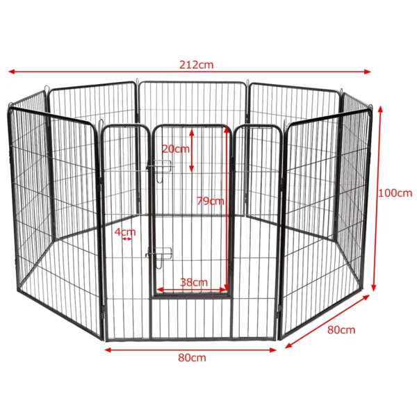 8 delige puppy box puppy hek opvouwbare dierenbox metaal zwart 400 x 240 x 100 cm 6