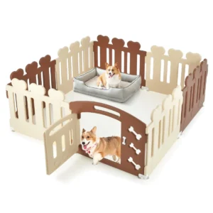 8 panelen box voor honden puppyren 60 cm hoog hondenren met deur weerbestendig huisdierren van hdpe kunststof box voor huisdier 1