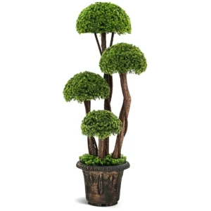 90 cm hoge kunstmatige vormboom van cederhout nep cipresplant met rotan stam & met cement gevulde pot decoratieve kunstboom 1