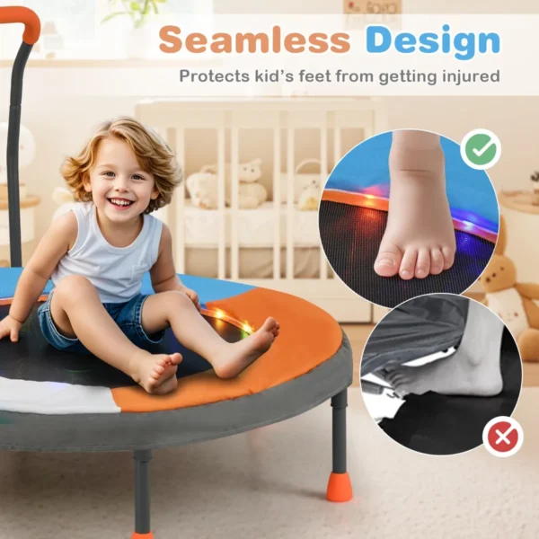90 cm mini trampoline voor kinderen met verlichting opvouwbare trampoline voor binnen buiten met schuimrubberen handvat 7