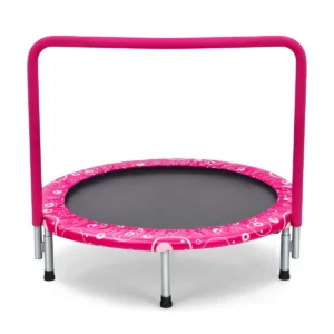 92 cm kindertrampoline mini trampoline met handvat opvouwbare trampoline roze + zwart 1