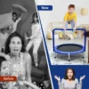 92cm mini trampoline opvouwbare trampoline voor peuters draagbare fitness trampoline blauw + zwart 4