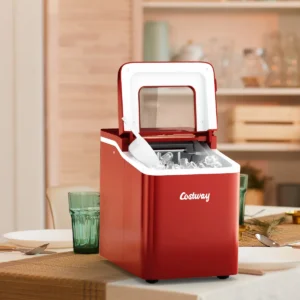 Aanrecht ijsblokjesmachine kogelijsblokjes klaar in 8 minuten maakt 12 kg ijs in 24 uur draagbare ijsmachine met zelfreinigende functie rood 1