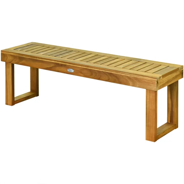 Acacia houten patio bank buiten eetkamer bank met latten zitting voor eetkamer/tuin zonder rugleuning boerderij bank (met voetensteun) 2