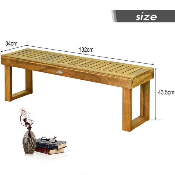 Acacia houten patio bank buiten eetkamer bank met latten zitting voor eetkamer/tuin zonder rugleuning boerderij bank (met voetensteun) 4