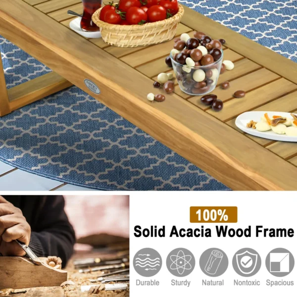Acacia houten patio bank buiten eetkamer bank met latten zitting voor eetkamer/tuin zonder rugleuning boerderij bank (met voetensteun) 5