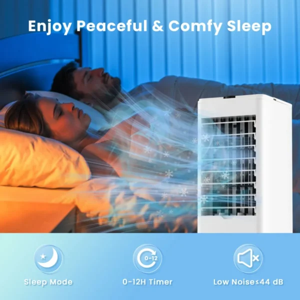 Airconditioning zonder afvoerslang 3 in 1 luchtkoeler ventilator en luchtbevochtiger mobiele airconditioner met 3 modi 12 uurs timer 3
