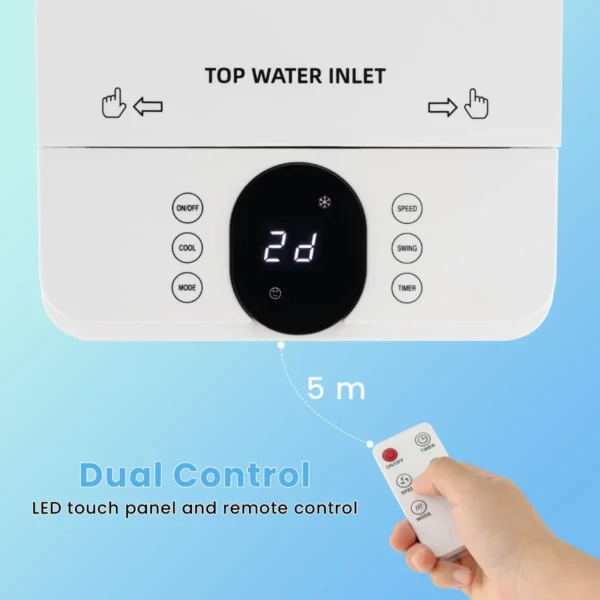 Airconditioning zonder afvoerslang 3 in 1 luchtkoeler ventilator en luchtbevochtiger mobiele airconditioner met 3 modi 12 uurs timer 6