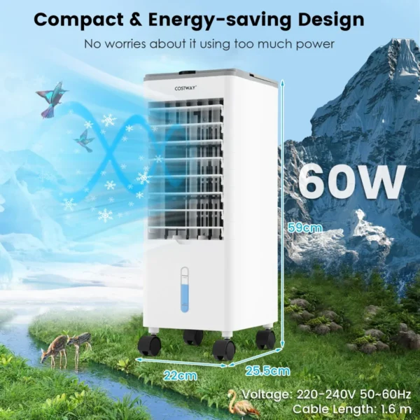 Airconditioning zonder afvoerslang 3 in 1 luchtkoeler ventilator en luchtbevochtiger mobiele airconditioner met 3 modi wit 2