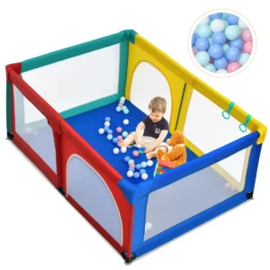 Babybox met 50 speelballen en 2 deuren baby speelbox grondbox 120 x 190cm kleurrijk 1