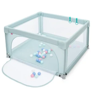 Babybox speelbox met ademend gaas met 50 speelballen 126 x 126 x 68 cm blauw 1