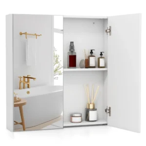 Badkamer spiegelkast wandkast met met spiegel ruimtebesparende badkamerkast opbergkast voor woonkamer slaapkamer wit 1