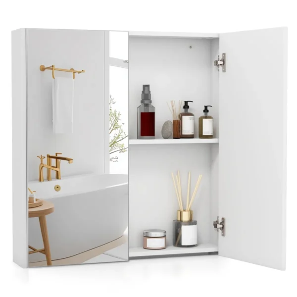 Badkamer spiegelkast wandkast met met spiegel ruimtebesparende badkamerkast opbergkast voor woonkamer slaapkamer wit 1