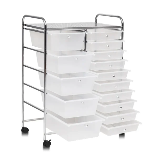 Badkamer trolley mobiele opslag trolley met 15 laden gekleurd/zwart 63 x 37 x 87 cm transparant 1