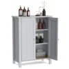 Badkamerkast bijzetkast dressoir met dubbele deur en verstelbare plank houten opbergkast keukenkast 60 x 30 x 80,5 cm grijs 1