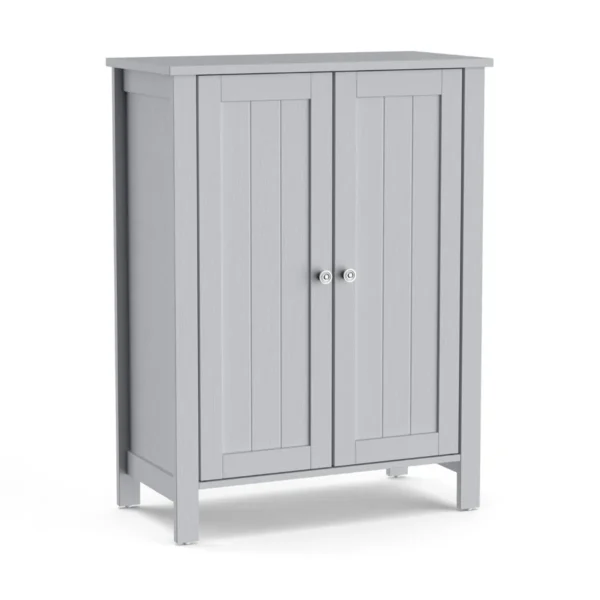Badkamerkast bijzetkast dressoir met dubbele deur en verstelbare plank houten opbergkast keukenkast 60 x 30 x 80,5 cm grijs 2
