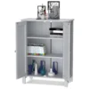 Badkamerkast bijzetkast dressoir met dubbele deur en verstelbare plank houten opbergkast keukenkast 60 x 30 x 80,5 cm grijs 4