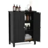 Badkamerkast bijzetkast dressoir met dubbele deur en verstelbare plank houten opbergkast keukenkast 60 x 30 x 80,5 cm zwart 1