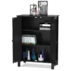 Badkamerkast bijzetkast dressoir met dubbele deur en verstelbare plank houten opbergkast keukenkast 60 x 30 x 80,5 cm zwart 4