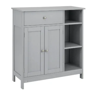 Badkamerkast onderkast voor de badkamer met lade deuren en verstelbare plank voor badkamer/woonkamer/slaapkamer/keuken grijs 1