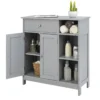 Badkamerkast onderkast voor de badkamer met lade deuren en verstelbare plank voor badkamer/woonkamer/slaapkamer/keuken grijs 2