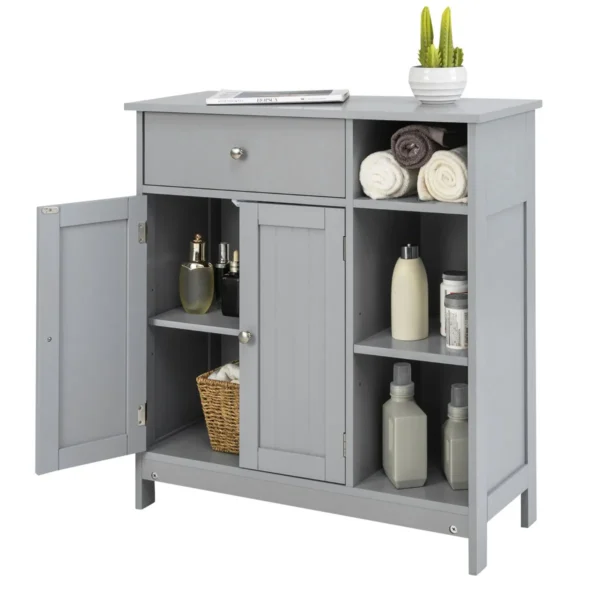 Badkamerkast onderkast voor de badkamer met lade deuren en verstelbare plank voor badkamer/woonkamer/slaapkamer/keuken grijs 2