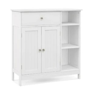 Badkamerkast onderkast voor de badkamer met lade deuren en verstelbare plank voor badkamer/woonkamer/slaapkamer /keuken wit 1