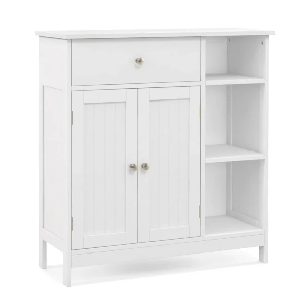 Badkamerkast onderkast voor de badkamer met lade deuren en verstelbare plank voor badkamer/woonkamer/slaapkamer /keuken wit 1