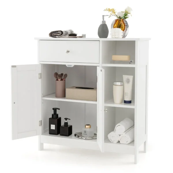 Badkamerkast onderkast voor de badkamer met lade deuren en verstelbare plank voor badkamer/woonkamer/slaapkamer /keuken wit 2