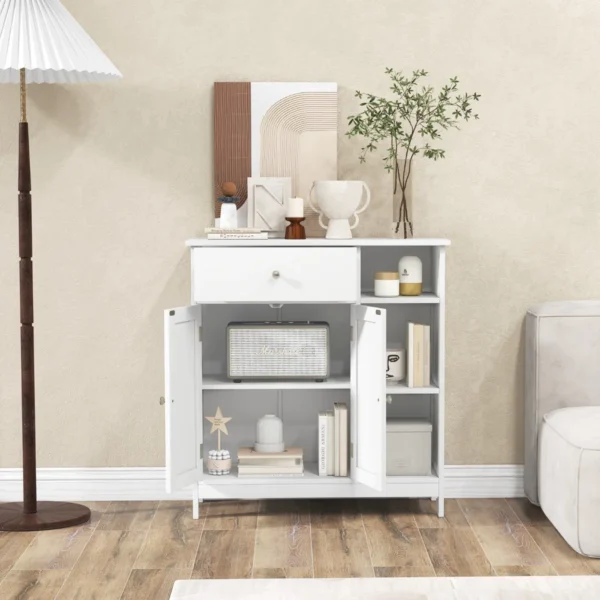 Badkamerkast onderkast voor de badkamer met lade deuren en verstelbare plank voor badkamer/woonkamer/slaapkamer /keuken wit 7