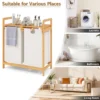 Bamboe wasmand met twee compartimenten 2 sectie wasserij sorter mand met afneembare glijdende zakken & bovenste plank wit 7
