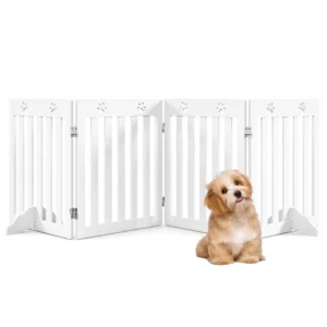 Barrier hondenhek houten veiligheidshek opvouwbaar traphek 60 cm hoog wit 1