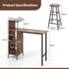 Bartafel met 2 krukken pubtafel en kruk met wijnrek voor 6 flessen eettafel en stoelen bistrotafel voor woonkamer/keuken bruin 2