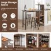 Bartafel met 2 krukken pubtafel en kruk met wijnrek voor 6 flessen eettafel en stoelen bistrotafel voor woonkamer/keuken bruin 3