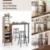Bartafel met 2 krukken pubtafel en kruk met wijnrek voor 6 flessen eettafel en stoelen bistrotafel voor woonkamer/keuken bruin 4