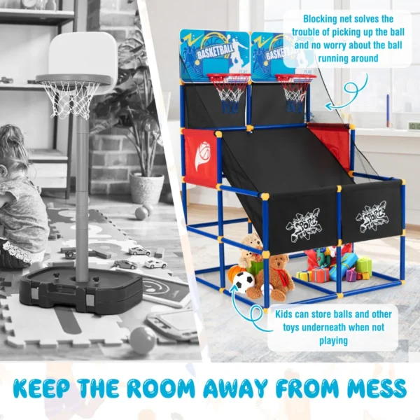 Basketbal arcade spel voor kinderen basketbal standaard met 2 manden 4 ballen en pomp voor sport games basketbal speelgoed set 7