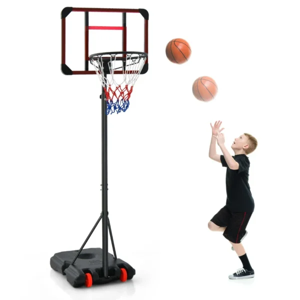 Basketbalhoepel op standaard met verstelbare hoogte 193 248cm draagbare basketbalset met balopslag en wielen voor kinderen 1