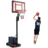 Basketbalmand met verstelbare hoogte van 1,55 tot 3,1 m draagbare basketbalstandaard met pe achtergrond voor binnen en buiten zwart 1
