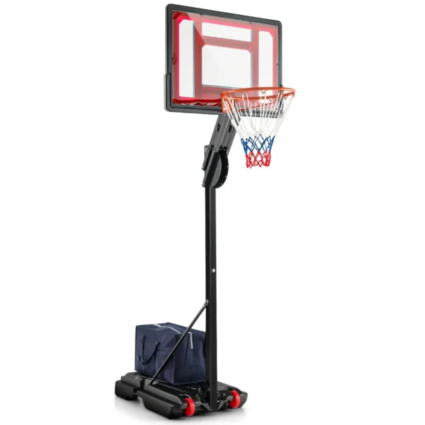 Basketbalmand met verstelbare hoogte van 1,55 tot 3,1 m draagbare basketbalstandaard met pe achtergrond voor binnen en buiten zwart 2