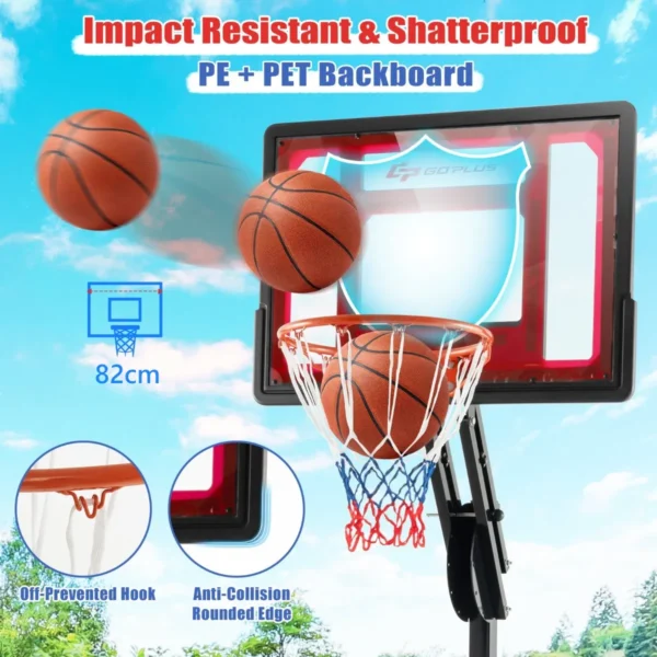 Basketbalmand met verstelbare hoogte van 1,55 tot 3,1 m draagbare basketbalstandaard met pe achtergrond voor binnen en buiten zwart 4