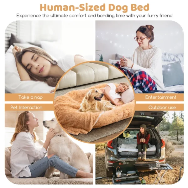 Bed voor mensen en honden gezellig en wasbaar nepbontbed voor huisdieren en volwassenen orthopedisch hondenbed 3