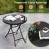 Bijzettafel inklapbaar kleine klaptafel weerbestendige tuintafel ronde balkontafel met tafelblad van gehard glas voor balkon zwart 4