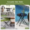 Bijzettafel inklapbaar kleine klaptafel weerbestendige tuintafel ronde balkontafel met tafelblad van gehard glas voor balkon zwart 6