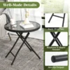 Bijzettafel inklapbaar kleine klaptafel weerbestendige tuintafel ronde balkontafel met tafelblad van gehard glas voor balkon zwart 7