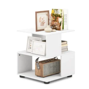 Bijzettafel met 3 niveaus modern nachtkastje salontafel met legplanken en antislip voetkussens voor slaapkamer woonkamer 1