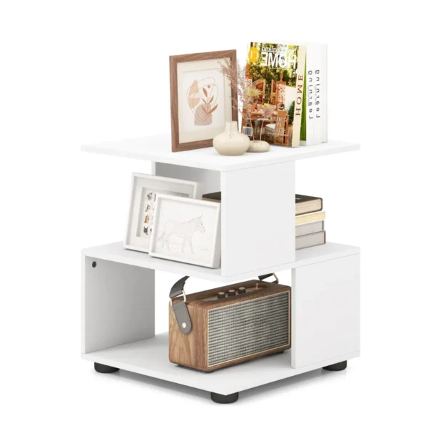 Bijzettafel met 3 niveaus modern nachtkastje salontafel met legplanken en antislip voetkussens voor slaapkamer woonkamer 1