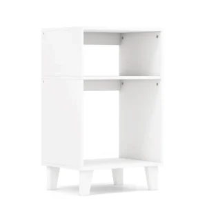 Bijzettafel met 3 niveaus moderne nachtkastje met planken salontafel voor slaapkamer woonkamer en kantoor wit 1